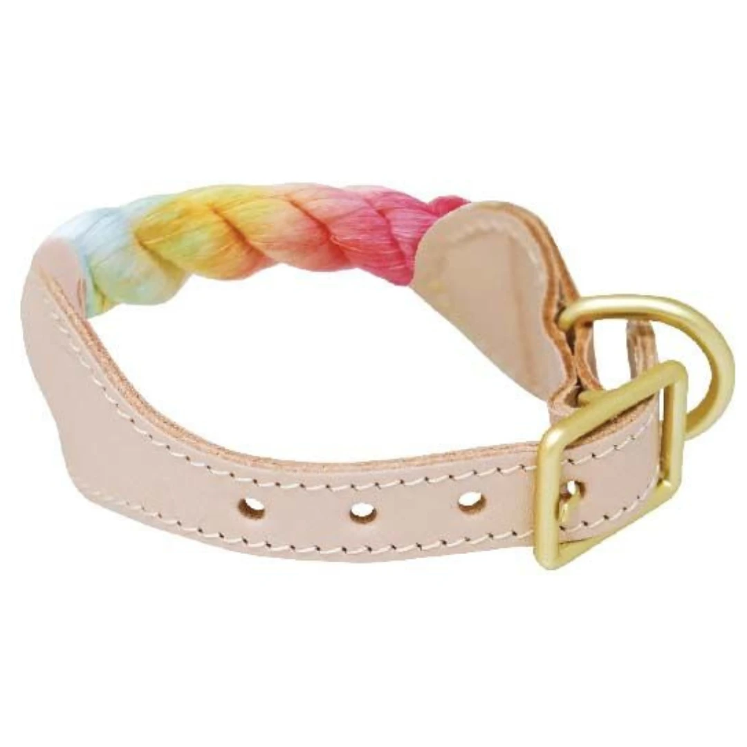Croci Duga pletena ogrlica za pse u pastelnim bojama s metalnim detaljima