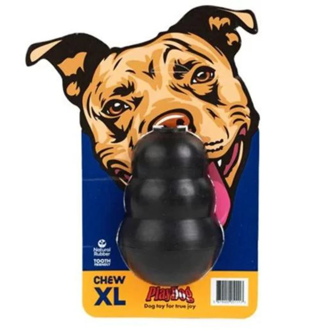 Crna gumena igračka CHEW XL od Playdoga za pse, dizajnirana za žvakanje i igru