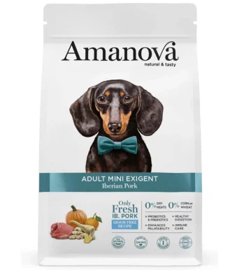 Amanova Adult Mini Iberico Exigent hrana za pse malih pasmina s okusom svježeg iberijskog svinjskog mesa, bez žitarica.