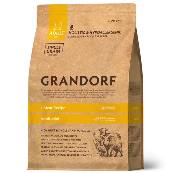 Grandorf 4 Meats & Brown Rice Mini – suha hrana za pse malih pasmina