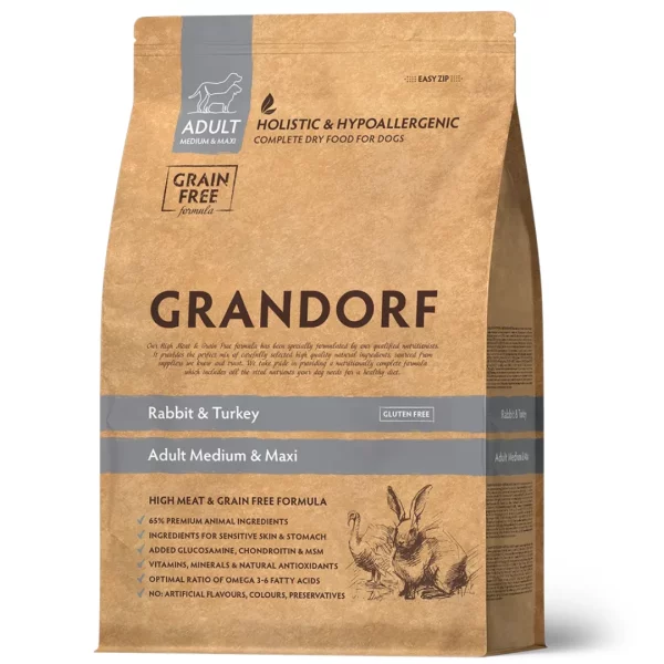 Grandorf Rabbit & Turkey suha hrana bez žitarica za pse srednjih i velikih pasmina